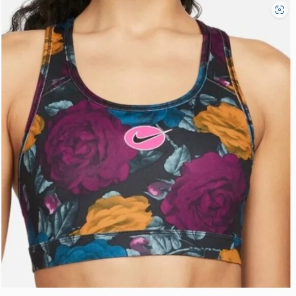 Nike Swoosh Icon Clash Floral Strappy Sports Bra Size Medium - Picture 1 of 12